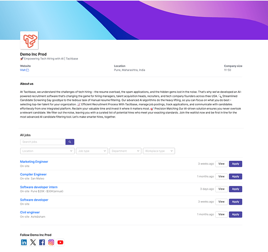 Company career page