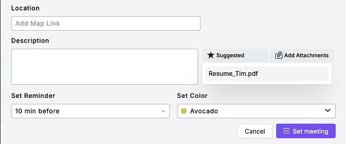 Attachemnt suggestion while scheduling an interview