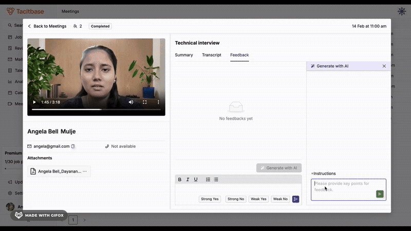 AI generated feedback preview